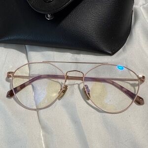 Diff Rose Gold Aviator Glasses - Blue Light